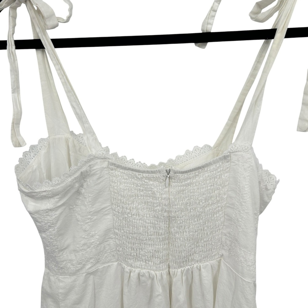 Coquette White Babydoll Mini Dress Medium Lace Ruffle Tie‎ Strap Cottagecore - Picture 8 of 11